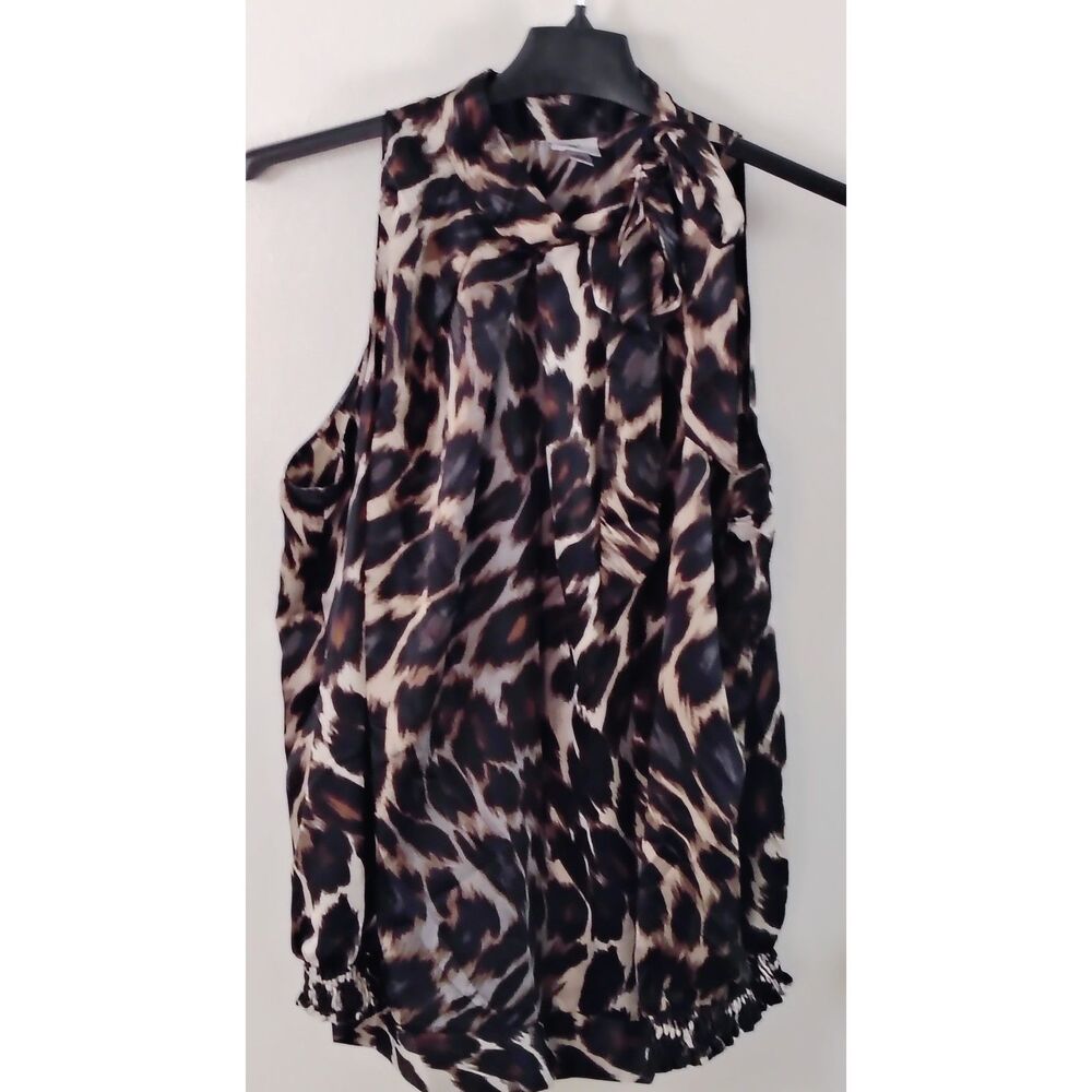 Worthington Sleeveless Blouse Plus Size 3X Top Lightweight cheeta print